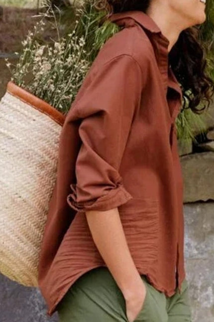 FRANK & EILEEN Eileen Shirt Rust Orange Relaxed Button Up Long Sleeve Women's S