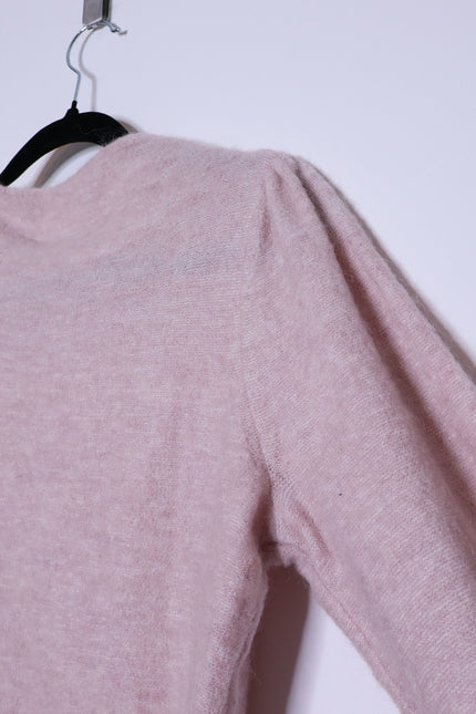 TED BAKER Larbow Statement Bow Sweater Pink Wool Knit Pullover Women's 0/US 2
