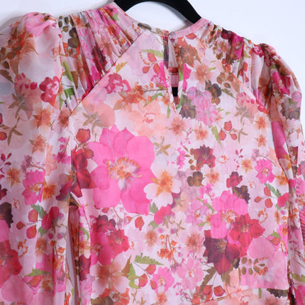 TED BAKER Mildrd Mesh Mini Dress NWT Pink Ruffle Shoulder Gathers Women's 0