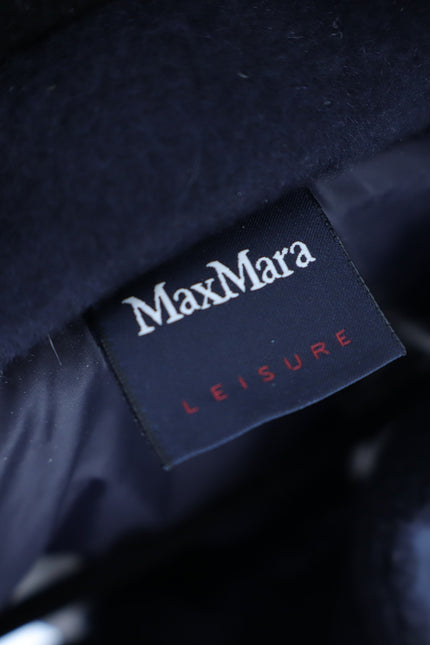 MAX MARA Leisure Cropped Jacket Cashmere Navy Blue Boxy Puffer Women's XS