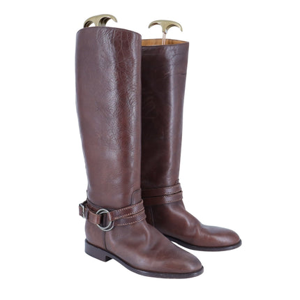 Ralph Lauren Collection Leather Riding Boot Brown Western Luxury Women's 5.5B