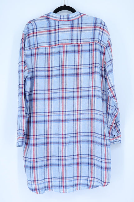 FRANK & EILEEN Mary Shirtdress Blue Red Madras Plaid Long Sleeve Women's S
