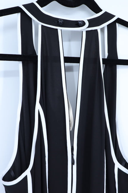 DIANE VON FURSTENBERG Jasper Wide Leg Jumpsuit Black and White NWT Women's L