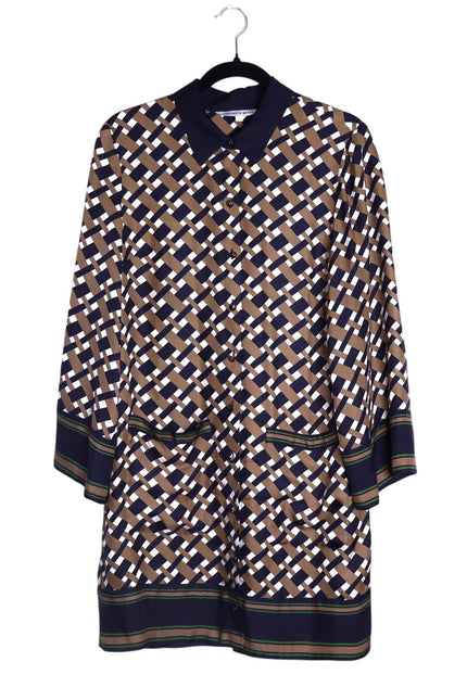 VERONICA BEARD Sumatra Mini Shirt Dress Navy Multi Wide Sleeve Women's 10