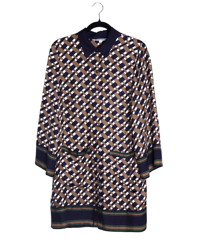 VERONICA BEARD Sumatra Mini Shirt Dress Navy Multi Wide Sleeve Women's 10