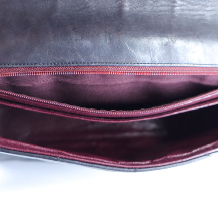 Chanel Vtg 90's Quilted Leather Crossbody Bag Black CC Flap Red Interior Luxury