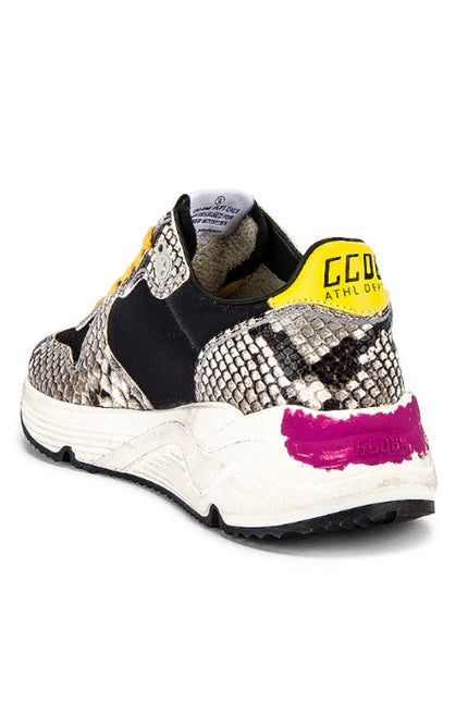 GOLDEN GOOSE Running Sole Sneaker Natural Snake Print and White Star Women's 40