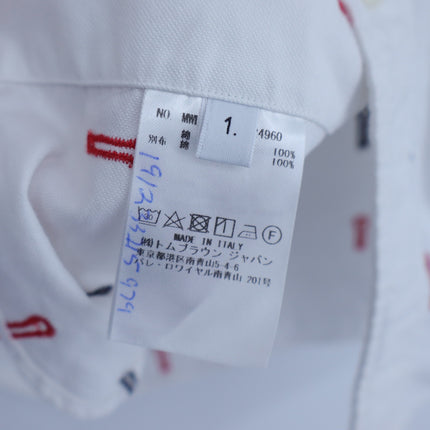 THOM BROWNE Embroidered Button Down Shirt White Long Sleeve Women's 1/US S