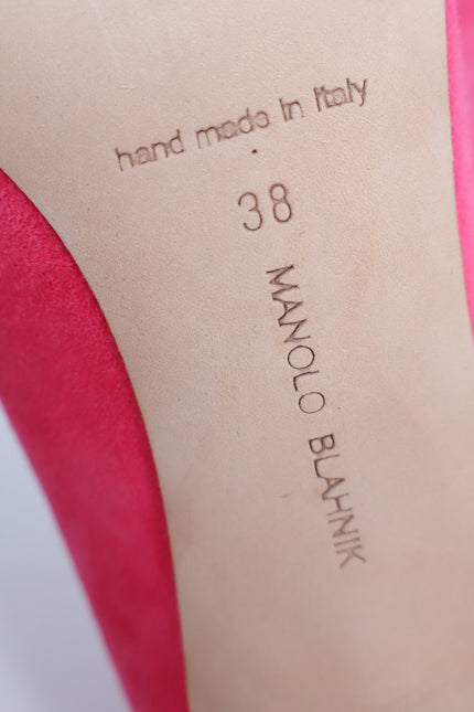 MANOLO BLAHNIK BB Suede Pumps Pink 95 Pointed Toe High Heel Luxury Women's 38