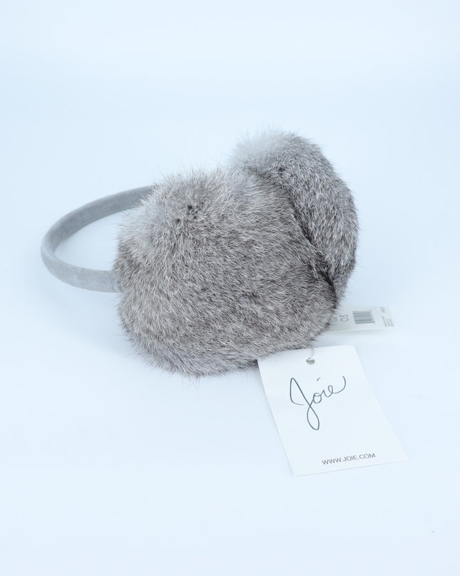 Joie Real Plush Rabbit Fur Earmuffs NWT Gray Winter Accessory Unisex O/S