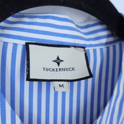 TUCKERNUCK Royal Shirt Mini Dress Blue Stripe Elbow Sleeve Women's M