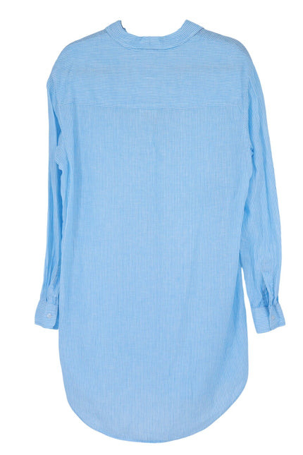 FRANK & EILEEN Mary Shirtdress Blue White Pinstripe Long Sleeve Women's XS
