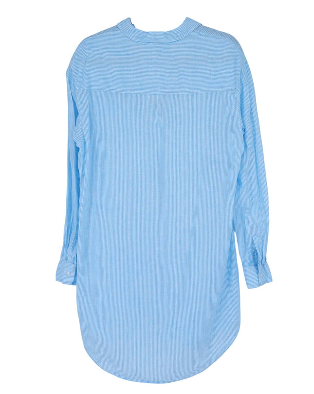 FRANK & EILEEN Mary Shirtdress Blue White Pinstripe Long Sleeve Women's XS