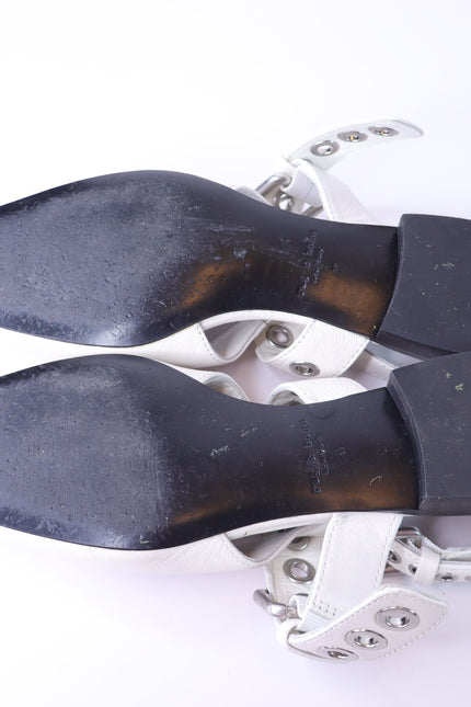RAG & BONE Astra Flat Slingback Antique White Leather Maryjane Women's 37/US 7