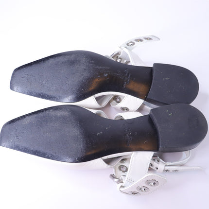 RAG & BONE Astra Flat Slingback Antique White Leather Maryjane Women's 37/US 7