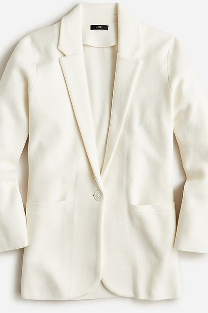 J.CREW Cecile Relaxed Sweater Blazer Ivory One Button Long Sleeve Women's S