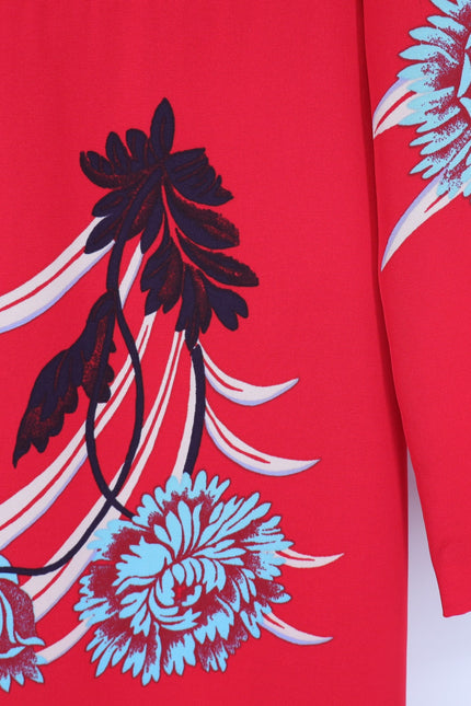 DIANE VON FURSTENBERG Floral Sheath Dress Farren Lipstick Silk Blend Women's 6