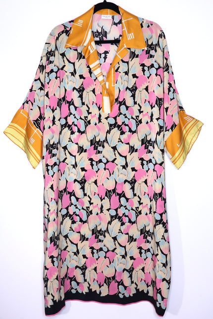 DRIES VAN NOTEN Floral-Print Daze Kaftan Multicolor Silk Slip On Women's M