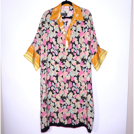 DRIES VAN NOTEN Floral-Print Daze Kaftan Multicolor Silk Slip On Women's M
