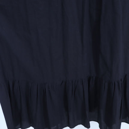 Mille Slip Maxi Dress Black Frill Hem Strappy Sleeve Summer Casual Women's XXS