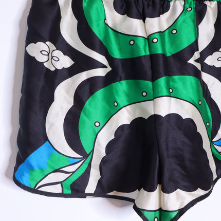 ZARA NWT Printed High Waisted Bermuda Shorts Green Black Pull On Women's S