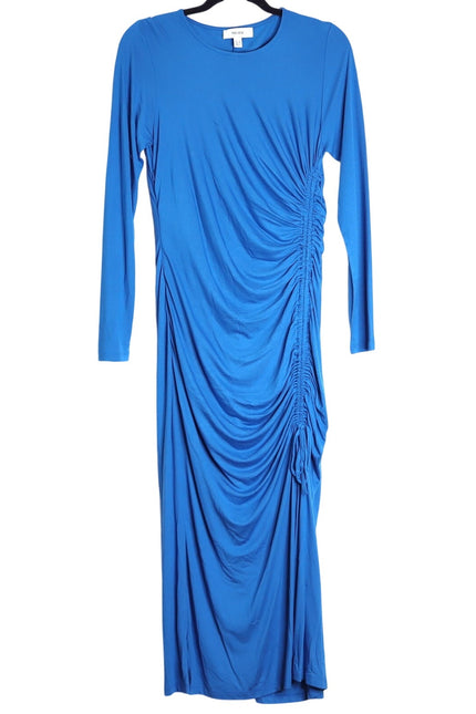 REISS Rosie Long Sleeve Maxi Dress Blue Side Ruching Women's 8