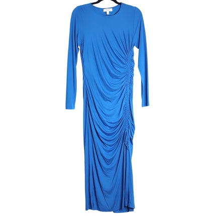 REISS Rosie Long Sleeve Maxi Dress Blue Side Ruching Women's 8