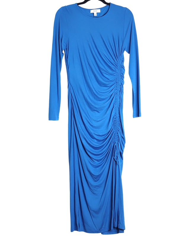 REISS Rosie Long Sleeve Maxi Dress Blue Side Ruching Women's 8