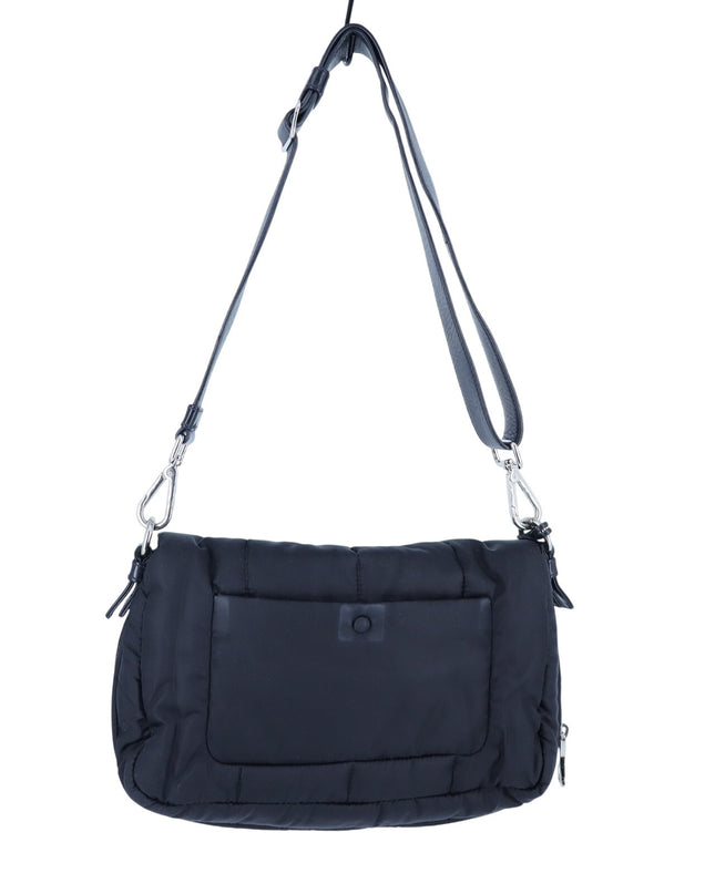 PRADA Tessuto Nylon Bomber Sound Bag Black Leather Convertible Luxury Purse