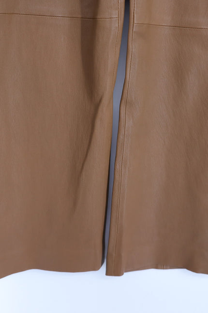VINCE Leather Pants Camel Tan Flat Front Lamb Pelt Mid Rise Bootcut Women's M