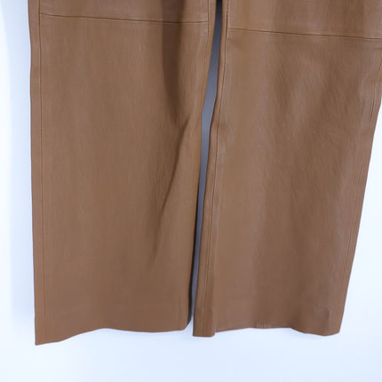 VINCE Leather Pants Camel Tan Flat Front Lamb Pelt Mid Rise Bootcut Women's M