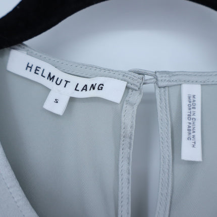 Helmut Lang Silk Sleeveless Blouse Silver Ruched Armhole Lightweight Women's S