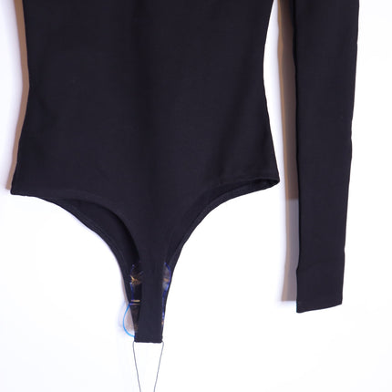LPA Sweetheart Bodysuit NWT Black Long Sleeve Thong Cut Women's XS