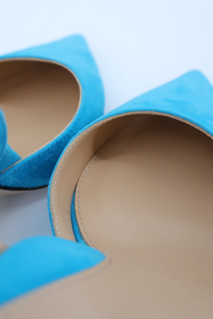 MARION PARKE Classic Suede Slingback Heel Sky Blue Pointed Toe Women's 41/US 11