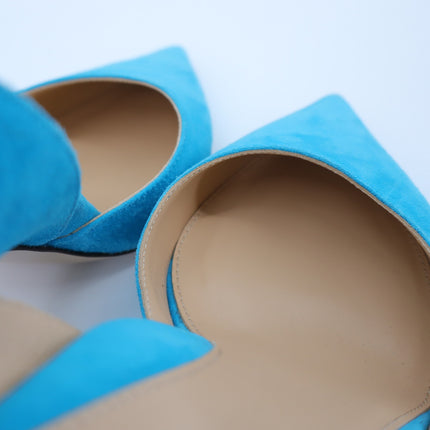 MARION PARKE Classic Suede Slingback Heel Sky Blue Pointed Toe Women's 41/US 11