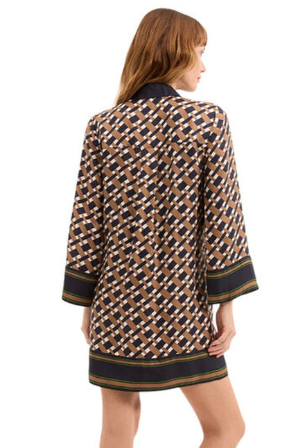 VERONICA BEARD Sumatra Mini Shirt Dress Navy Multi Wide Sleeve Women's 10