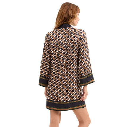 VERONICA BEARD Sumatra Mini Shirt Dress Navy Multi Wide Sleeve Women's 10