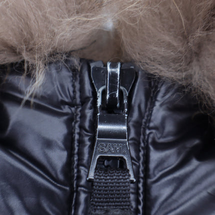 SAM. Blake Down Puffer Coat Black Raccoon Trim Quilted Jacket Women's M