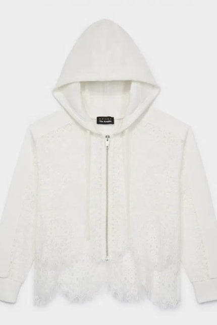 THE KOOPLES Ecru Lace Sweatshirt Zip Up Sport Hoodie Women's 1/US 4
