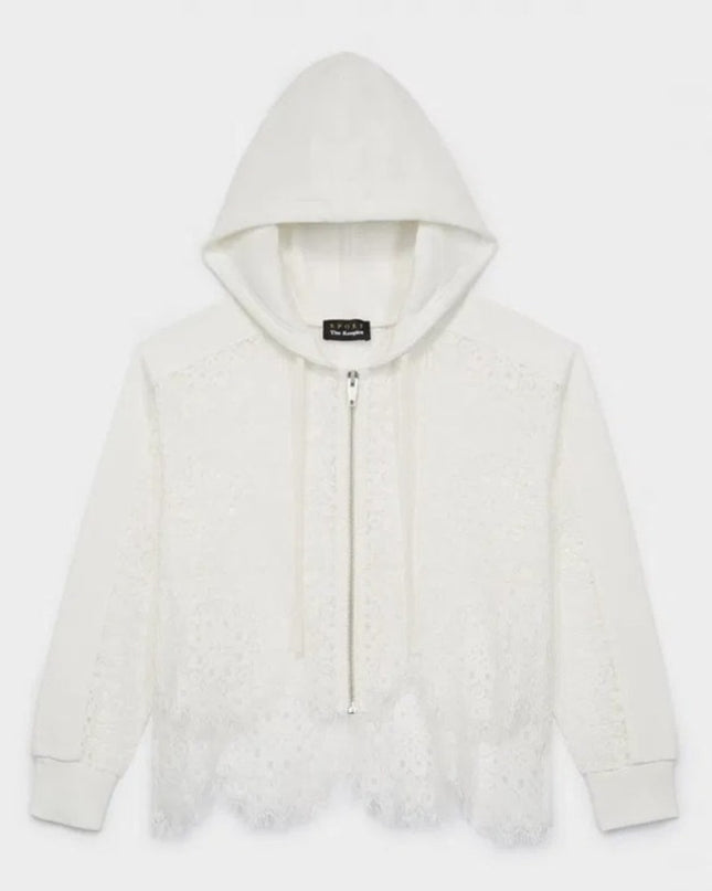 THE KOOPLES Ecru Lace Sweatshirt Zip Up Sport Hoodie Women's 1/US 4
