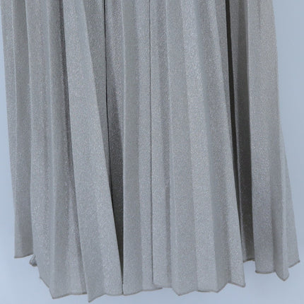 Elevenses Lunar Pleated Midi Dress Metallic Champagne Silver NWT Women's 0