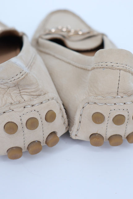 COACH Naomi C-Bit Loafer Beige Leather Slip On Driving Shoe Women's 9B