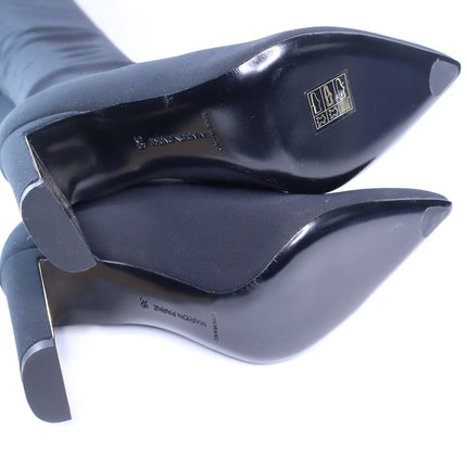 MARION PARKE Malone Heeled Boot Black Thigh High Stretch Crepe Women's 36/US 6