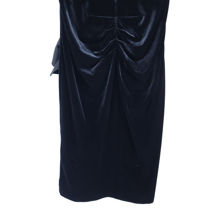 XSCAPE Cassandra Dress Black Velvet Ruffle Off The Shoulder Women's 14