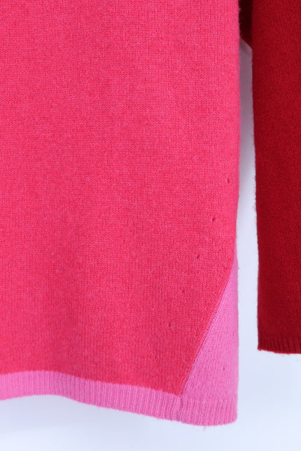 GERARD DAREL Jessie Colorblock Sweater Cashmere Pullover Pink Red Women's 1/US S