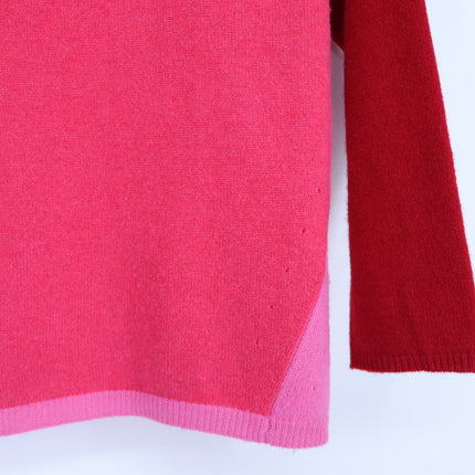 GERARD DAREL Jessie Colorblock Sweater Cashmere Pullover Pink Red Women's 1/US S