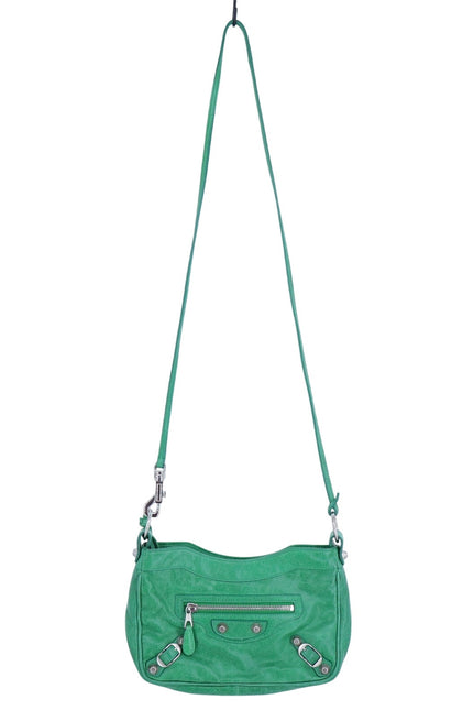 BALENCIAGA Giant 12 Hip Bag Green Leather Motocross 2Way Crossbody Purse