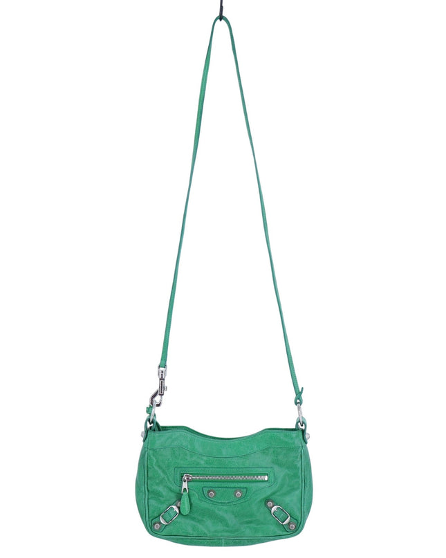 BALENCIAGA Giant 12 Hip Bag Green Leather Motocross 2Way Crossbody Purse