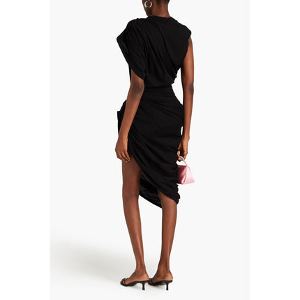 Alexander Wang Asymmetric Draped Dress Black NWT Cotton Jersey Women's 2
