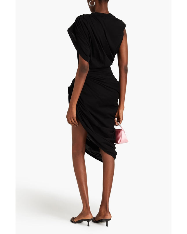 Alexander Wang Asymmetric Draped Dress Black NWT Cotton Jersey Women's 2
